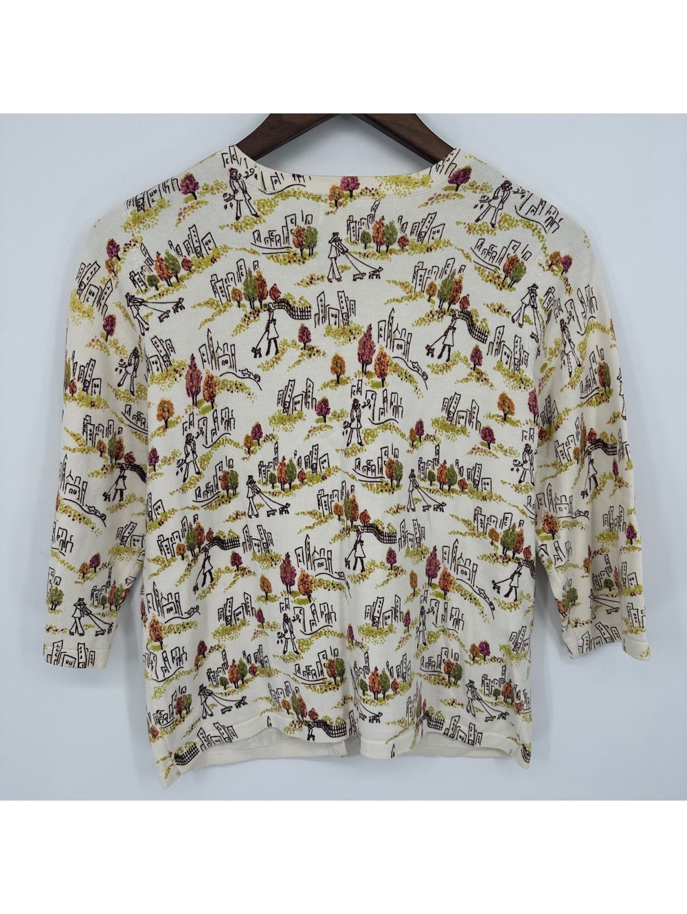 Christopher & Banks Novelty Cityscape Dog Print Cardigan - Picture 6 of 10